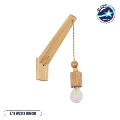 LEDTM® NOVO 00885 Vintage Φωτιστικό Τοίχου - Απλίκα με Ντουί 1 x E27 AC 220-240V IP20 - Μπεζ - Μ7 x Π28 x Υ37cm