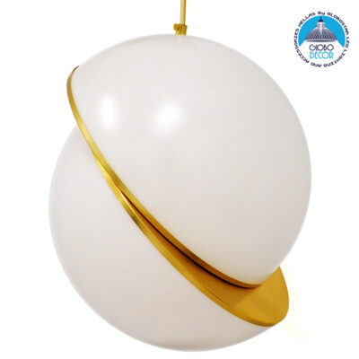 LEDTM® HUDSON 01555 Μοντέρνο Κρεμαστό Φωτιστικό Οροφής με Ντουί 1 x E27 AC 220-240V IP20 - Λευκό & Χρυσό - Μ30 x Π30 x Υ34cm