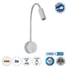 LEDTM® GOOSE 60879 Μοντέρνο Φωτιστικό Τοίχου - Απλίκα Ξενοδοχείου Reading Light LED 3W 300lm 36° AC 220-240V IP20 Φυσικό Λευκό 4500K - CREE XPE Chip & TÜV SÜD Driver - Νίκελ Βούρτσας - Μ6.5 x Π15 x Υ24.5cm - 3 Χρόνια Εγγύηση