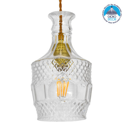 LEDTM® WHISKEY 01513 Vintage Κρεμαστό Φωτιστικό Οροφής με Ντουί 1 x E27 AC 220-240V IP20 - Διάφανο - Μ13 x Π13 x Υ22cm