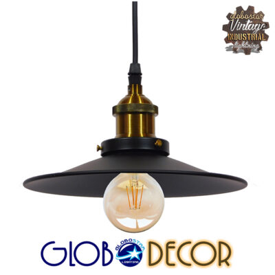LEDTM® CARAVEL 01167 Vintage Κρεμαστό Φωτιστικό Οροφής με Ντουί 1 x E27 AC 220-240V IP20 - Μαύρο & Χρυσό - Μ22 x Π22 x Υ13cm