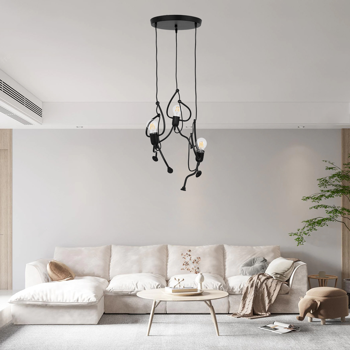 LEDTM® FIGURE 10001655 Παιδικό Κρεμαστό Φωτιστικό Οροφής με Ντουί 3 x E27 AC 220-240V IP20 - Μαύρο - Μ45 x Π45 x Υ40cm