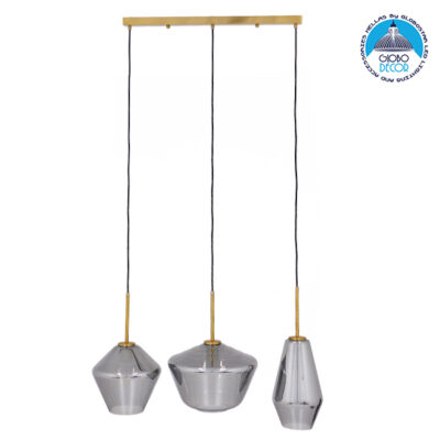 LEDTM® AMARIS 00975 Μοντέρνο Κρεμαστό Φωτιστικό Οροφής με Ντουί 3 x E27 AC 220-240V IP20 - Χρυσό & Ασημί - Μ75 x Π30 x Υ30cm