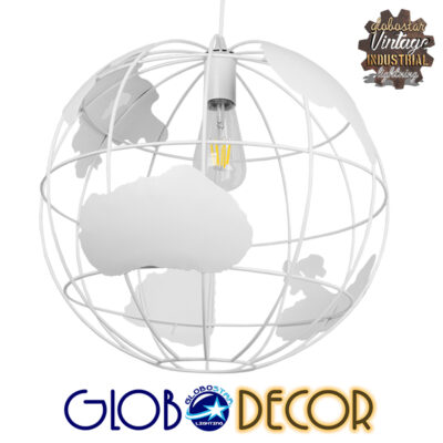 LEDTM® EARTH 01664 Vintage Κρεμαστό Φωτιστικό Οροφής με Ντουί 1 x E27 AC 220-240V IP20 - Λευκό - Μ40 x Π40 x Y40cm