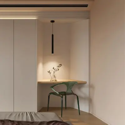 kelvo® CANAL KLV-101-0071 Κρεμαστό Φωτιστικό Οροφής LED 7W 700lm 36° AC 220-240V IP20 Θερμό Λευκό 2700K - Bridgelux COB Chip & TÜV SÜD Driver - Μαύρο Ματ - Μ4 x Π4 x Υ40cm - 5 Χρόνια Εγγύηση