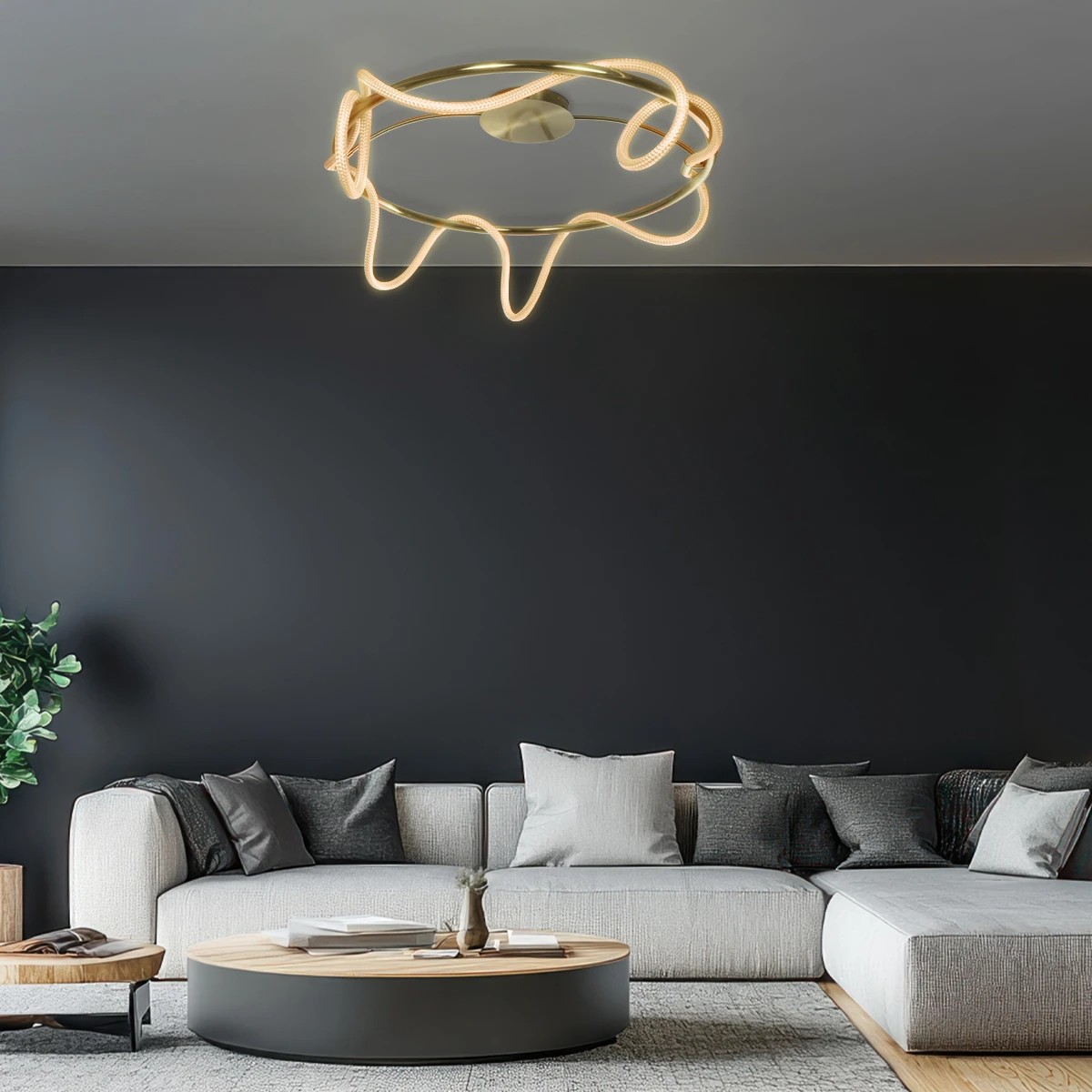 kelvo® GLOW KLV-101-0150 Φωτιστικό Οροφής LED 65W 6500lm 360° AC 220-240V IP20 Ρυθμιζόμενο Λευκό CCT με Χειριστήριο από 2700K έως 6000K Dimmable - Lumileds SMD Chip - Χρυσό Πλατίνα - Μ100 x Π100 x Υ30cm - 3 Χρόνια Εγγύηση