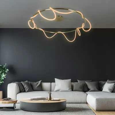 kelvo® GLOW KLV-101-0151 Φωτιστικό Οροφής LED 89W 8900lm 360° AC 220-240V IP20 Ρυθμιζόμενο Λευκό CCT με Χειριστήριο από 2700K έως 6000K Dimmable - Lumileds SMD Chip - Χρυσό Πλατίνα - Μ150 x Π150 x Υ30cm - 3 Χρόνια Εγγύηση