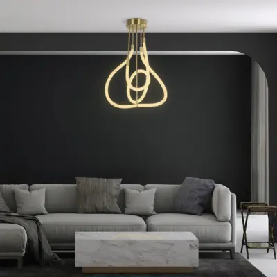 kelvo® GLOW KLV-101-0152 Φωτιστικό Οροφής LED 40W 4000lm 360° AC 220-240V IP20 Ρυθμιζόμενο Λευκό CCT με Χειριστήριο από 2700K έως 6000K Dimmable - Lumileds SMD Chip - Χρυσό Πλατίνα - Μ50 x Π50 x Υ70cm - 3 Χρόνια Εγγύηση