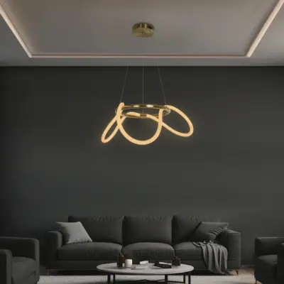 kelvo® GLOW KLV-101-0162 Κρεμαστό Φωτιστικό Οροφής LED 36W 3600lm 360° AC 220-240V IP20 Ρυθμιζόμενο Λευκό CCT με Χειριστήριο από 2700K έως 6000K Dimmable - Lumileds SMD Chip - Χρυσό Πλατίνα - Μ70 x Π70 x Υ40cm - 3 Χρόνια Εγγύηση