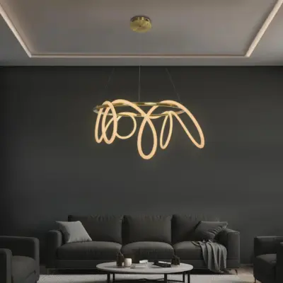 kelvo® GLOW KLV-101-0164 Κρεμαστό Φωτιστικό Οροφής LED 69W 6900lm 360° AC 220-240V IP20 Ρυθμιζόμενο Λευκό CCT με Χειριστήριο από 2700K έως 6000K Dimmable - Lumileds SMD Chip - Χρυσό Πλατίνα - Μ100 x Π100 x Υ40cm - 3 Χρόνια Εγγύηση