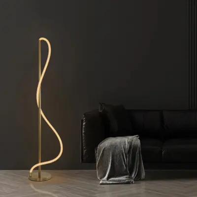 kelvo® GLOW KLV-101-0173 Επιδαπέδιο Φωτιστικό LED 30W 3000lm 360° AC 220-240V IP20 Ρυθμιζόμενο Λευκό CCT με Αφή 2700K/4500K/6000K Dimmable - Lumileds SMD Chip - Χρυσό Πλατίνα - Μ45 x Π45 x Υ160cm - 3 Χρόνια Εγγύηση