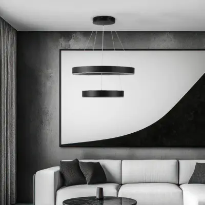 Alternative view of kelvo® VENOM KLV-101-0196 Κρεμαστό Φωτιστικό Οροφής LED 75W 7500lm 120° AC 220-240V IP20 Ρυθμιζόμενο Λευκό CCT με Χειριστήριο από 2700K έως 6000K Dimmable - Lumileds SMD Chip - Μαύρο Ματ - Μ60 x Π60 x Υ40cm - 3 Χρόνια Εγγύηση