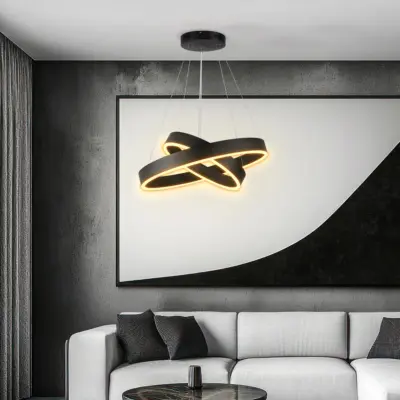 kelvo® VENOM KLV-101-0196-V2 Κρεμαστό Φωτιστικό Οροφής LED 75W 7500lm 120° AC 220-240V IP20 Ρυθμιζόμενο Λευκό CCT με Χειριστήριο από 2700K έως 6000K Dimmable - Lumileds SMD Chip - Μαύρο Ματ - Μ60 x Π60 x Υ40cm - 3 Χρόνια Εγγύηση