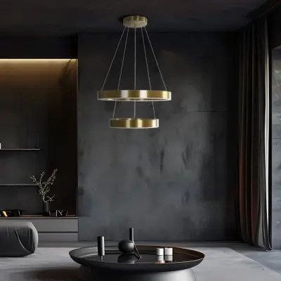 Alternative view of kelvo® VENOM KLV-101-0198 Κρεμαστό Φωτιστικό Οροφής LED 75W 7500lm 120° AC 220-240V IP20 Ρυθμιζόμενο Λευκό CCT με Χειριστήριο από 2700K έως 6000K Dimmable - Lumileds SMD Chip - Χρυσό Πλατίνα - Μ60 x Π60 x Υ40cm - 3 Χρόνια Εγγύηση