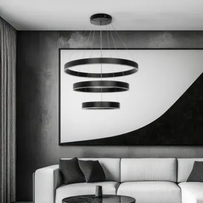 Alternative view of kelvo® VENOM KLV-101-0199 Κρεμαστό Φωτιστικό Οροφής LED 120W 12000lm 120° AC 220-240V IP20 Ρυθμιζόμενο Λευκό CCT με Χειριστήριο από 2700K έως 6000K Dimmable - Lumileds SMD Chip - Μαύρο Ματ - Μ80 x Π80 x Υ80cm - 3 Χρόνια Εγγύηση