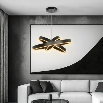 kelvo® VENOM KLV-101-0199-V2 Κρεμαστό Φωτιστικό Οροφής LED 120W 12000lm 120° AC 220-240V IP20 Ρυθμιζόμενο Λευκό CCT με Χειριστήριο από 2700K έως 6000K Dimmable - Lumileds SMD Chip - Μαύρο Ματ - Μ80 x Π80 x Υ80cm - 3 Χρόνια Εγγύηση