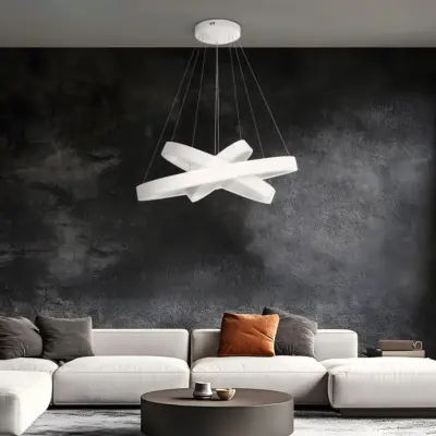 Alternative view of kelvo® VENOM KLV-101-0200-V2 Κρεμαστό Φωτιστικό Οροφής LED 120W 12000lm 120° AC 220-240V IP20 Ρυθμιζόμενο Λευκό CCT με Χειριστήριο από 2700K έως 6000K Dimmable - Lumileds SMD Chip - Λευκό Ματ - Μ80 x Π80 x Υ80cm - 3 Χρόνια Εγγύηση