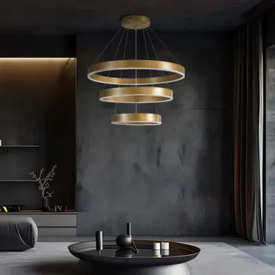 Alternative view of kelvo® VENOM KLV-101-0201 Κρεμαστό Φωτιστικό Οροφής LED 120W 12000lm 120° AC 220-240V IP20 Ρυθμιζόμενο Λευκό CCT με Χειριστήριο από 2700K έως 6000K Dimmable - Lumileds SMD Chip - Χρυσό Πλατίνα - Μ80 x Π80 x Υ80cm - 3 Χρόνια Εγγύηση