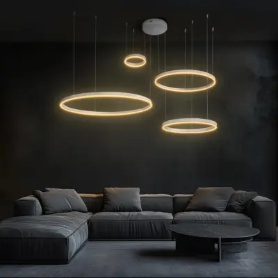 kelvo® VENOM KLV-101-0203 Κρεμαστό Φωτιστικό Οροφής LED 150W 15000lm 120° AC 220-240V IP20 Ρυθμιζόμενο Λευκό CCT με Χειριστήριο από 2700K έως 6000K Dimmable - Lumileds SMD Chip - Λευκό Ματ - Μ150 x Π90 x Υ60cm - 3 Χρόνια Εγγύηση