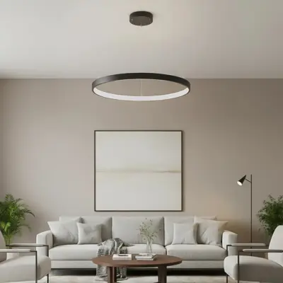 Alternative view of kelvo® NEMESIS KLV-101-0211 Κρεμαστό Φωτιστικό Οροφής LED 67W 6700lm 180° AC 220-240V IP20 Ρυθμιζόμενο Λευκό CCT με Χειριστήριο από 2700K έως 6000K Dimmable - Lumileds SMD Chip - Μαύρο Ματ - Μ80 x Π80 x Υ4cm - 3 Χρόνια Εγγύηση