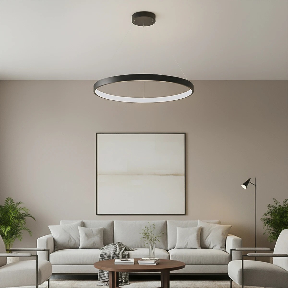 kelvo® NEMESIS KLV-101-0211 Κρεμαστό Φωτιστικό Οροφής LED 67W 6700lm 180° AC 220-240V IP20 Ρυθμιζόμενο Λευκό CCT με Χειριστήριο από 2700K έως 6000K Dimmable - Lumileds SMD Chip - Μαύρο Ματ - Μ80 x Π80 x Υ4cm - 3 Χρόνια Εγγύηση - Image 2