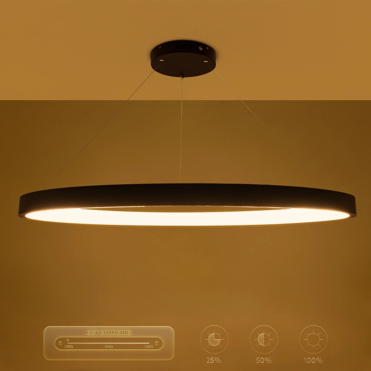 kelvo® NEMESIS KLV-101-0211 Κρεμαστό Φωτιστικό Οροφής LED 67W 6700lm 180° AC 220-240V IP20 Ρυθμιζόμενο Λευκό CCT με Χειριστήριο από 2700K έως 6000K Dimmable - Lumileds SMD Chip - Μαύρο Ματ - Μ80 x Π80 x Υ4cm - 3 Χρόνια Εγγύηση - Image 11