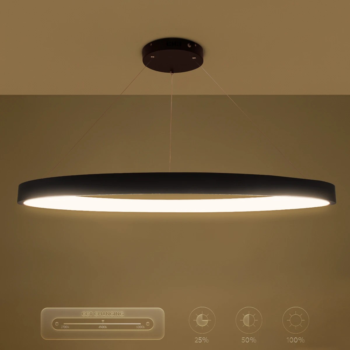 kelvo® NEMESIS KLV-101-0211 Κρεμαστό Φωτιστικό Οροφής LED 67W 6700lm 180° AC 220-240V IP20 Ρυθμιζόμενο Λευκό CCT με Χειριστήριο από 2700K έως 6000K Dimmable - Lumileds SMD Chip - Μαύρο Ματ - Μ80 x Π80 x Υ4cm - 3 Χρόνια Εγγύηση - Image 12