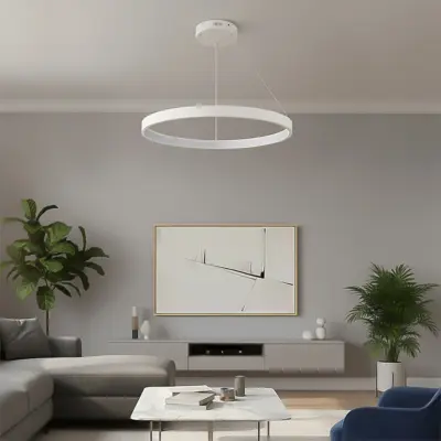 Alternative view of kelvo® NEMESIS KLV-101-0212 Κρεμαστό Φωτιστικό Οροφής LED 67W 6700lm 180° AC 220-240V IP20 Ρυθμιζόμενο Λευκό CCT με Χειριστήριο από 2700K έως 6000K Dimmable - Lumileds SMD Chip - Λευκό Ματ - Μ80 x Π80 x Υ4cm - 3 Χρόνια Εγγύηση