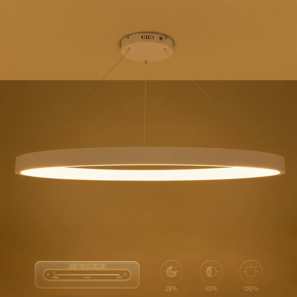 kelvo® NEMESIS KLV-101-0212 Κρεμαστό Φωτιστικό Οροφής LED 67W 6700lm 180° AC 220-240V IP20 Ρυθμιζόμενο Λευκό CCT με Χειριστήριο από 2700K έως 6000K Dimmable - Lumileds SMD Chip - Λευκό Ματ - Μ80 x Π80 x Υ4cm - 3 Χρόνια Εγγύηση - Image 11