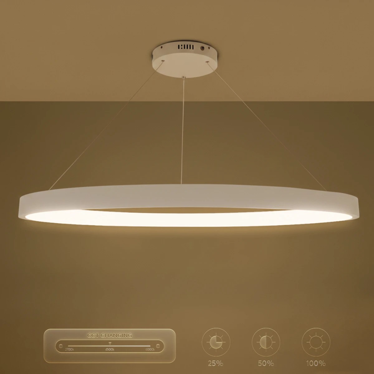 kelvo® NEMESIS KLV-101-0212 Κρεμαστό Φωτιστικό Οροφής LED 67W 6700lm 180° AC 220-240V IP20 Ρυθμιζόμενο Λευκό CCT με Χειριστήριο από 2700K έως 6000K Dimmable - Lumileds SMD Chip - Λευκό Ματ - Μ80 x Π80 x Υ4cm - 3 Χρόνια Εγγύηση - Image 12