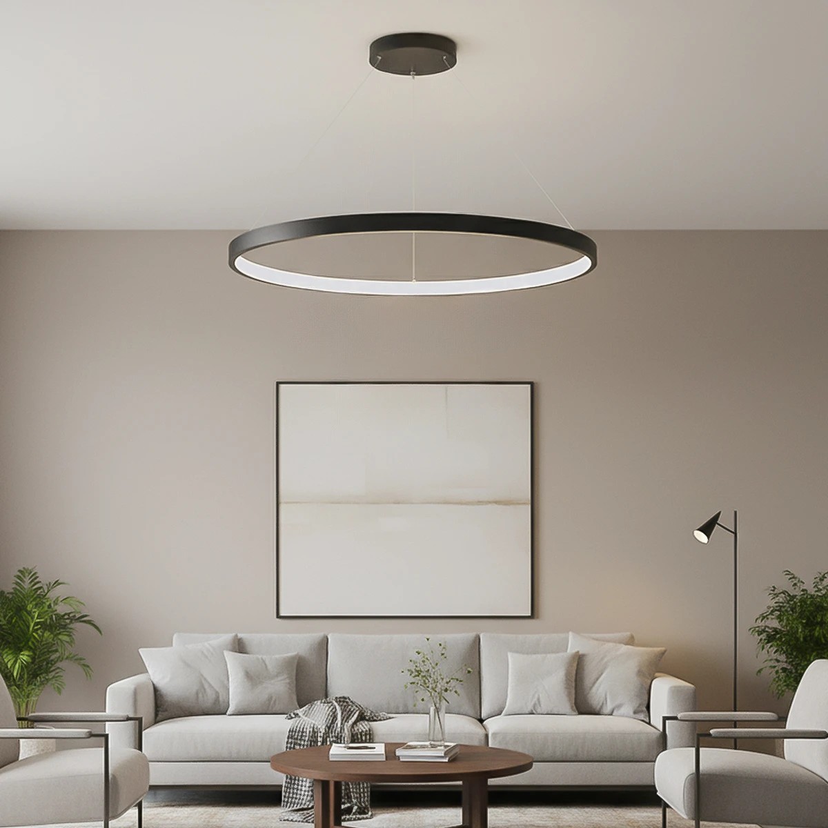 kelvo® NEMESIS KLV-101-0214 Κρεμαστό Φωτιστικό Οροφής LED 75W 7500lm 180° AC 220-240V IP20 Ρυθμιζόμενο Λευκό CCT με Χειριστήριο από 2700K έως 6000K Dimmable - Lumileds SMD Chip - Μαύρο Ματ - Μ100 x Π100 x Υ4cm - 3 Χρόνια Εγγύηση - Image 2