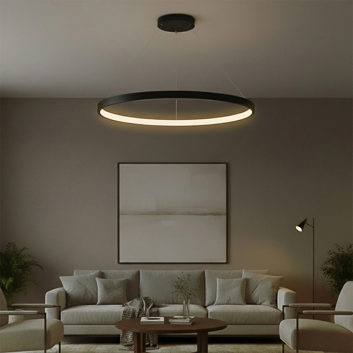 kelvo® NEMESIS KLV-101-0214 Κρεμαστό Φωτιστικό Οροφής LED 75W 7500lm 180° AC 220-240V IP20 Ρυθμιζόμενο Λευκό CCT με Χειριστήριο από 2700K έως 6000K Dimmable - Lumileds SMD Chip - Μαύρο Ματ - Μ100 x Π100 x Υ4cm - 3 Χρόνια Εγγύηση