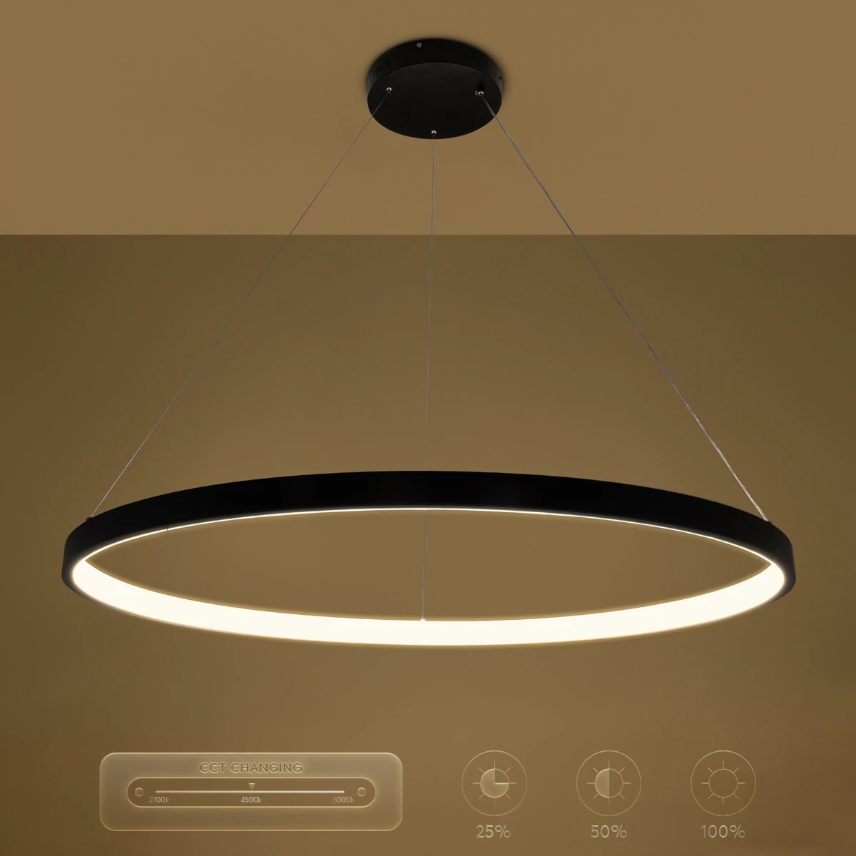 kelvo® NEMESIS KLV-101-0214 Κρεμαστό Φωτιστικό Οροφής LED 75W 7500lm 180° AC 220-240V IP20 Ρυθμιζόμενο Λευκό CCT με Χειριστήριο από 2700K έως 6000K Dimmable - Lumileds SMD Chip - Μαύρο Ματ - Μ100 x Π100 x Υ4cm - 3 Χρόνια Εγγύηση - Image 12