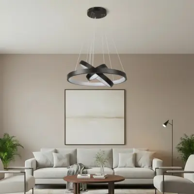 Alternative view of kelvo® NEMESIS KLV-101-0217-V2 Κρεμαστό Φωτιστικό Οροφής LED 100W 10000lm 180° AC 220-240V IP20 Ρυθμιζόμενο Λευκό CCT με Χειριστήριο από 2700K έως 6000K Dimmable - Lumileds SMD Chip - Μαύρο Ματ - Μ60 x Π60 x Υ60cm - 3 Χρόνια Εγγύηση