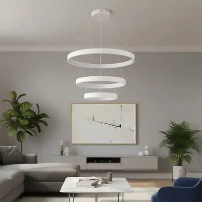 Alternative view of kelvo® NEMESIS KLV-101-0218 Κρεμαστό Φωτιστικό Οροφής LED 100W 10000lm 180° AC 220-240V IP20 Ρυθμιζόμενο Λευκό CCT με Χειριστήριο από 2700K έως 6000K Dimmable - Lumileds SMD Chip - Λευκό Ματ - Μ60 x Π60 x Υ60cm - 3 Χρόνια Εγγύηση