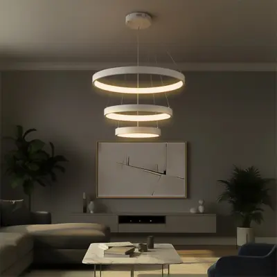 kelvo® NEMESIS KLV-101-0218 Κρεμαστό Φωτιστικό Οροφής LED 100W 10000lm 180° AC 220-240V IP20 Ρυθμιζόμενο Λευκό CCT με Χειριστήριο από 2700K έως 6000K Dimmable - Lumileds SMD Chip - Λευκό Ματ - Μ60 x Π60 x Υ60cm - 3 Χρόνια Εγγύηση