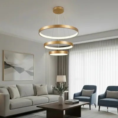 Alternative view of kelvo® NEMESIS KLV-101-0219 Κρεμαστό Φωτιστικό Οροφής LED 100W 10000lm 180° AC 220-240V IP20 Ρυθμιζόμενο Λευκό CCT με Χειριστήριο από 2700K έως 6000K Dimmable - Lumileds SMD Chip - Χρυσό Πλατίνα - Μ60 x Π60 x Υ60cm - 3 Χρόνια Εγγύηση