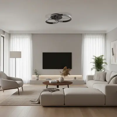 Alternative view of kelvo® DIAMOND KLV-101-0223 Φωτιστικό Οροφής LED 67W 6700lm 360° AC 220-240V IP20 Ρυθμιζόμενο Λευκό CCT με Χειριστήριο από 2700K έως 6000K Dimmable - Lumileds SMD Chip - Μαύρο Ματ - Μ60 x Π40 x Υ14cm - 3 Χρόνια Εγγύηση