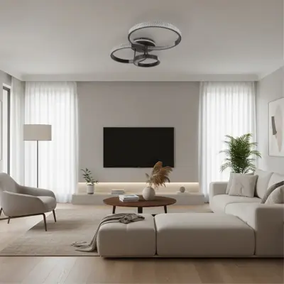 Alternative view of kelvo® DIAMOND KLV-101-0226 Φωτιστικό Οροφής LED 100W 10000lm 360° AC 220-240V IP20 Ρυθμιζόμενο Λευκό CCT με Χειριστήριο από 2700K έως 6000K Dimmable - Lumileds SMD Chip - Μαύρο Ματ - Μ80 x Π50 x Υ20cm - 3 Χρόνια Εγγύηση