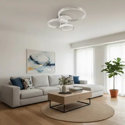 Alternative view of kelvo® DIAMOND KLV-101-0227 Φωτιστικό Οροφής LED 100W 10000lm 360° AC 220-240V IP20 Ρυθμιζόμενο Λευκό CCT με Χειριστήριο από 2700K έως 6000K Dimmable - Lumileds SMD Chip - Λευκό Ματ - Μ80 x Π50 x Υ20cm - 3 Χρόνια Εγγύηση