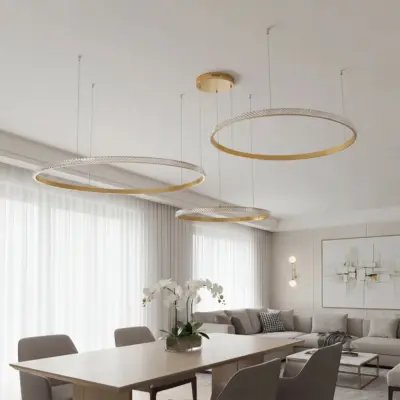 Alternative view of kelvo® DIAMOND KLV-101-0246 Κρεμαστό Φωτιστικό Οροφής LED 150W 15000lm 180° AC 220-240V IP20 Ρυθμιζόμενο Λευκό CCT με Χειριστήριο από 2700K έως 6000K Dimmable - Lumileds SMD Chip - Χρυσό Πλατίνα - Μ170 x Π170 x Υ60cm - 3 Χρόνια Εγγύηση