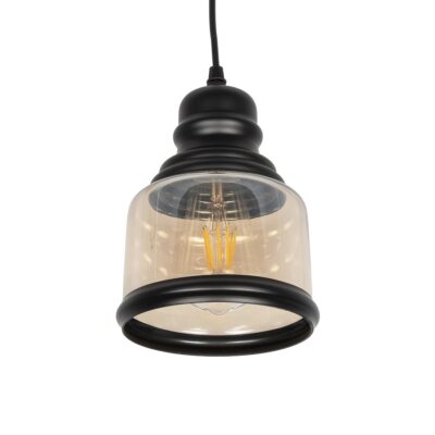 LEDTM® OLIVER 999-0187 Vintage Κρεμαστό Φωτιστικό Οροφής με Ντουί 1 x E27 AC 220-240V IP20 - Μελί & Μαύρο - Μ15 x Π15 x Υ21.5cm