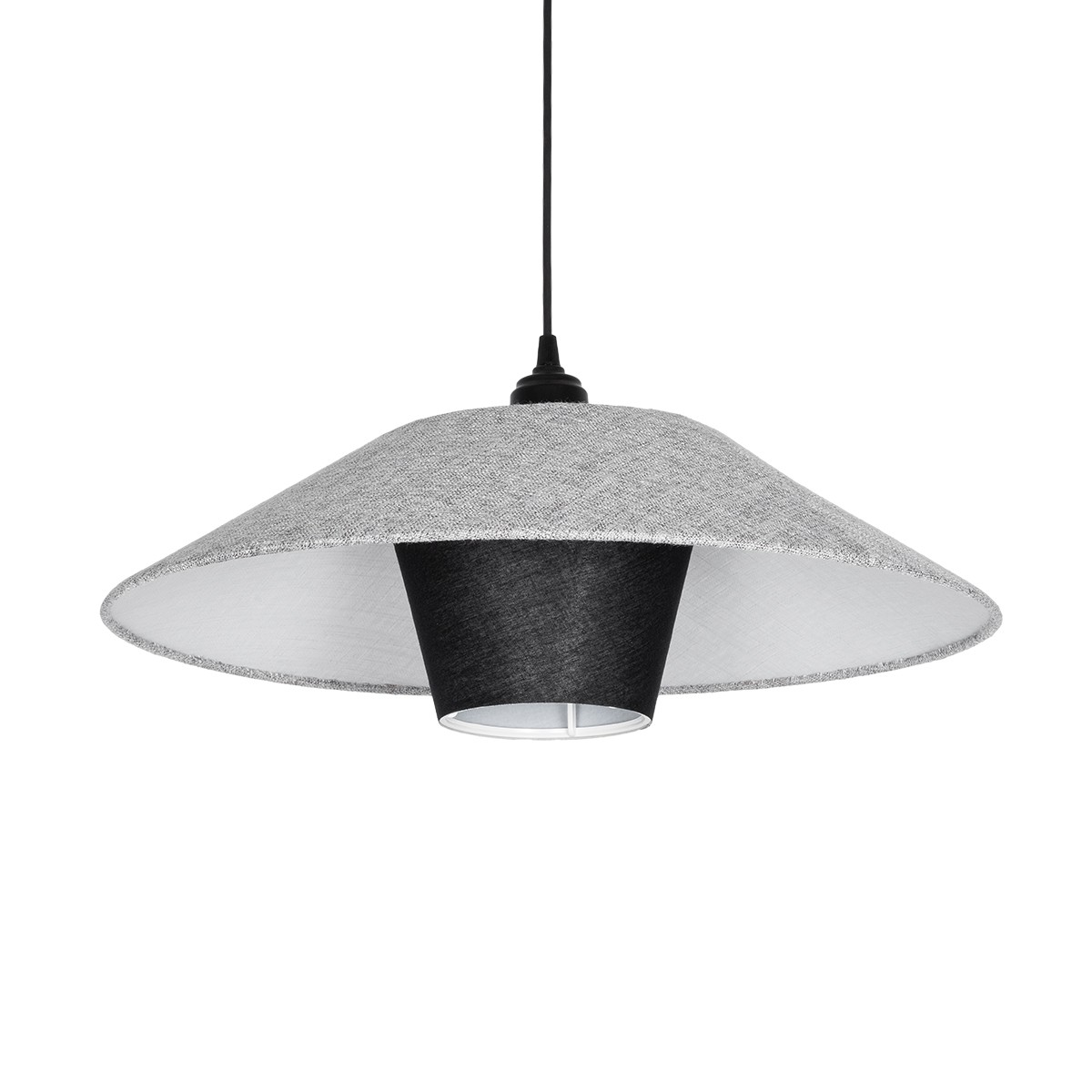 LEDTM® STORM 203-0292 Μοντέρνο Κρεμαστό Φωτιστικό Οροφής με Ντουί 1 x E27 AC 220-240V IP20 - Μαύρο & Γκρί - Μ50 x Π50 x Υ24cm