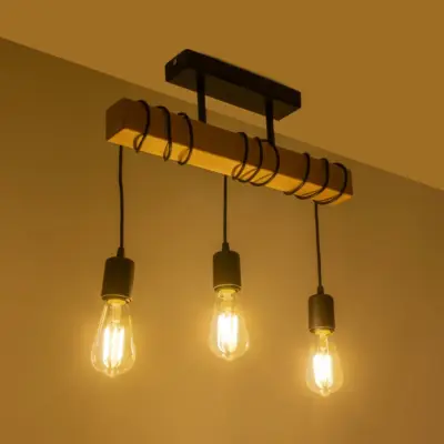 Alternative view of LEDTM® LUCITA 201-0031 Vintage Φωτιστικό Οροφής με Ντουί 3 x E27 AC 220-240V IP20 - Μαύρο & Μπεζ - Μ50 x Π27 x Υ112cm