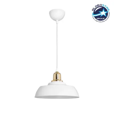 LEDTM® LOAN 203-0281 Μοντέρνο Κρεμαστό Φωτιστικό Οροφής με Ντουί 1 x E27 AC 220-240V IP20 - Λευκό & Χρυσό  -Μ25.5 x Π25.5 x Υ17cm