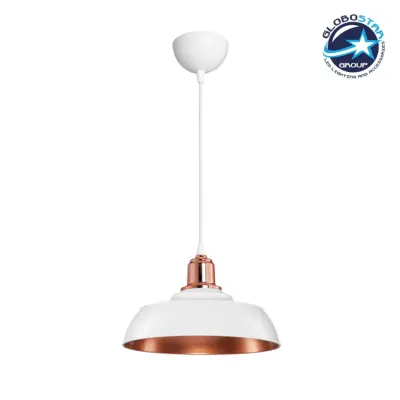 LEDTM® LOAN 203-0282 Μοντέρνο Κρεμαστό Φωτιστικό Οροφής με Ντουί 1 x E27 AC 220-240V IP20 - Λευκό & Μπρονζέ  - Μ25.5 x Π25.5 x Υ17cm