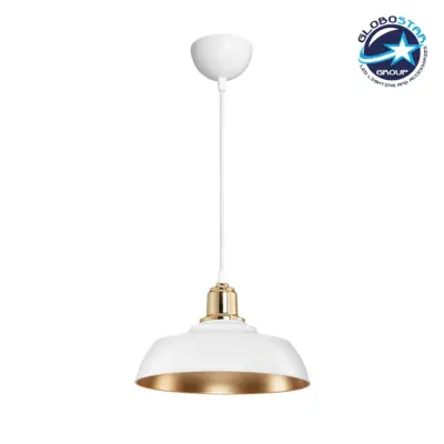 LEDTM® LOAN 203-0283 Μοντέρνο Κρεμαστό Φωτιστικό Οροφής με Ντουί 1 x E27 AC 220-240V IP20 - Λευκό & Χρυσό  - Μ25.5 x Π25.5 x Υ17cm