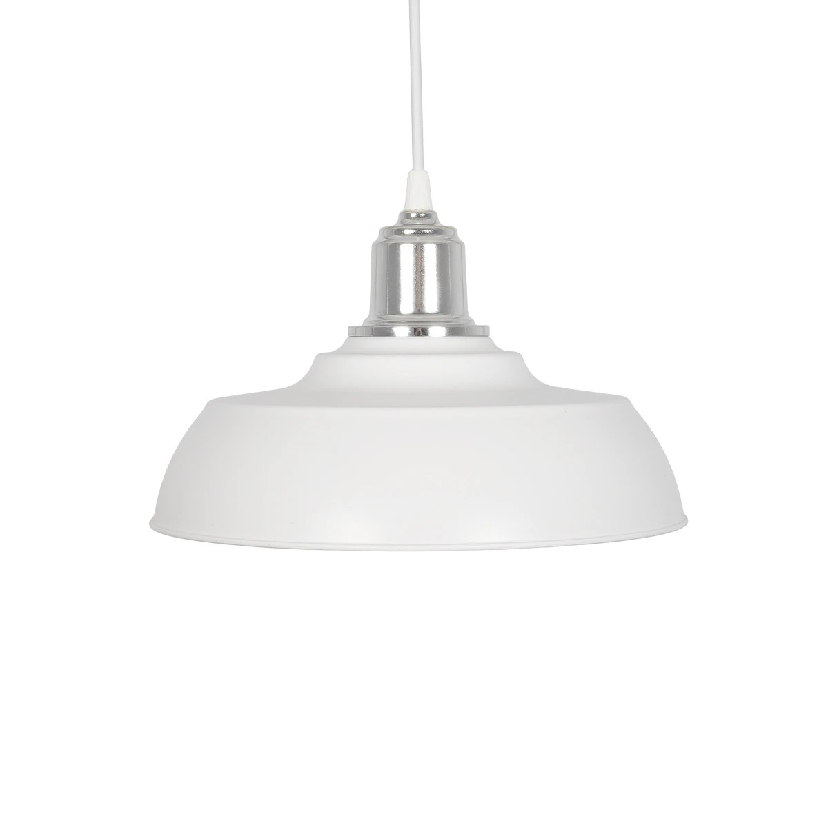 LEDTM® LOAN 203-0284 Μοντέρνο Κρεμαστό Φωτιστικό Οροφής με Ντουί 1 x E27 AC 220-240V IP20 - Λευκό & Ασημί - Μ25.5 x Π25.5 x Υ17cm - Image 4
