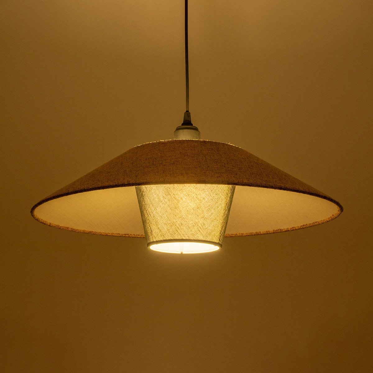 LEDTM® STORM 203-0294 Μοντέρνο Κρεμαστό Φωτιστικό Οροφής με Ντουί 1 x E27 AC 220-240V IP20 - Μαύρο & Μπεζ - Μ50 x Π50 x Υ24cm - Image 2