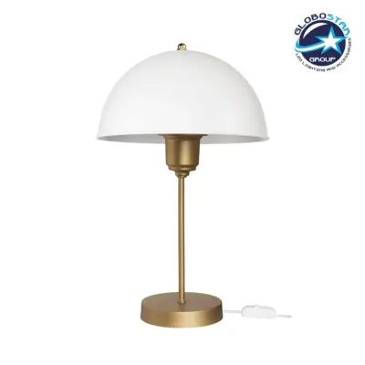 LEDTM® GAZETA 203-0303 Μοντέρνο Επιτραπέζιο Φωτιστικό Πορτατίφ με Ντουί 1 x E27 AC 220-240V IP20 - Λευκό & Μπρονζέ  - Μ25 x Π25 x Υ39cm